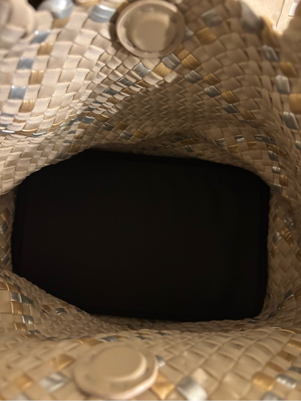 Parker & Hyde Beige Metallic Woven Tote Bag and Strap - Picture 3 of 10